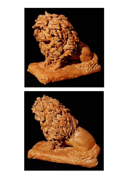 18th century terra cotta sculpture of a poodle attributed to the sculptor Anne Damer