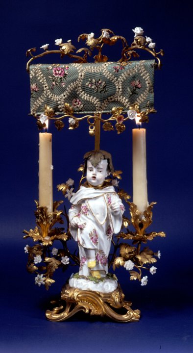 Louis XV ormoulu and Meissen porcelain candelabrum