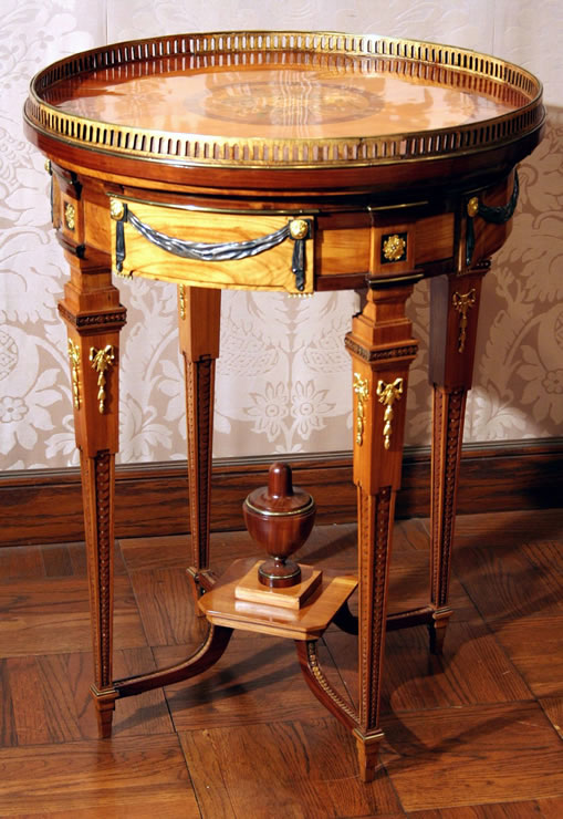 German neoclassical table with mechanically operated drawers