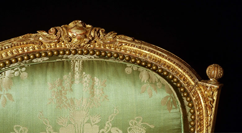 Transitional Louis XV/XVI armchair with original water and oil gilding