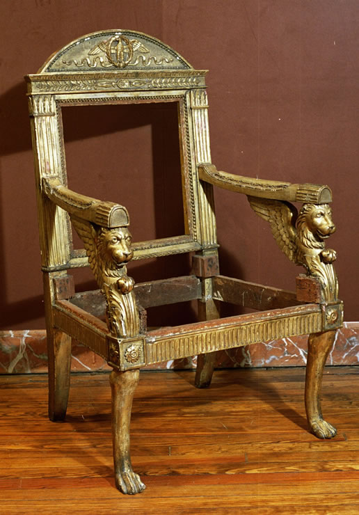 Italian Empire armchair with original gilding