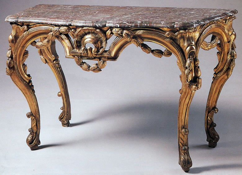 Louis XV/XVI transitional period carved and gilded console-table