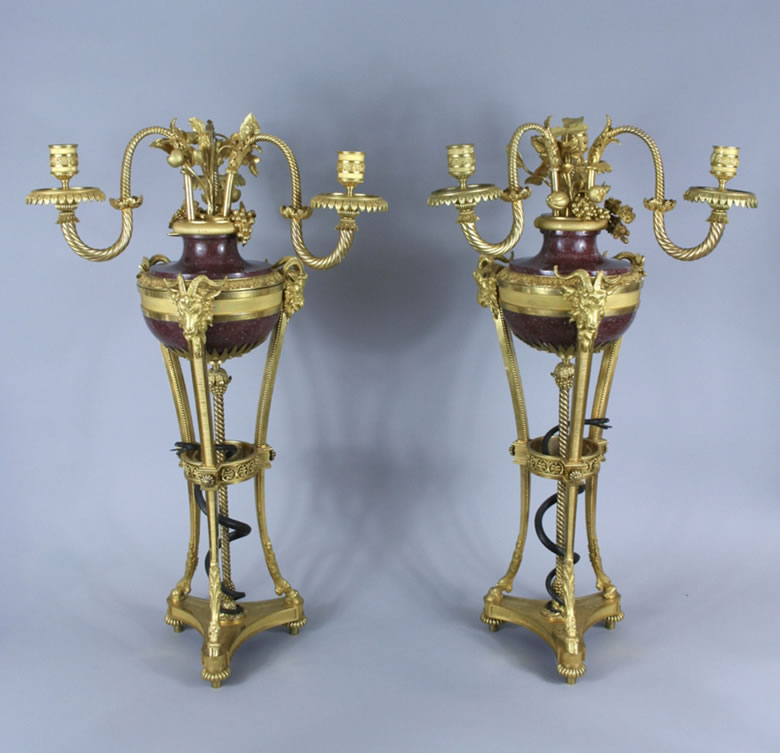 Three-light ormoulu candelabra attributed to Francois Remond