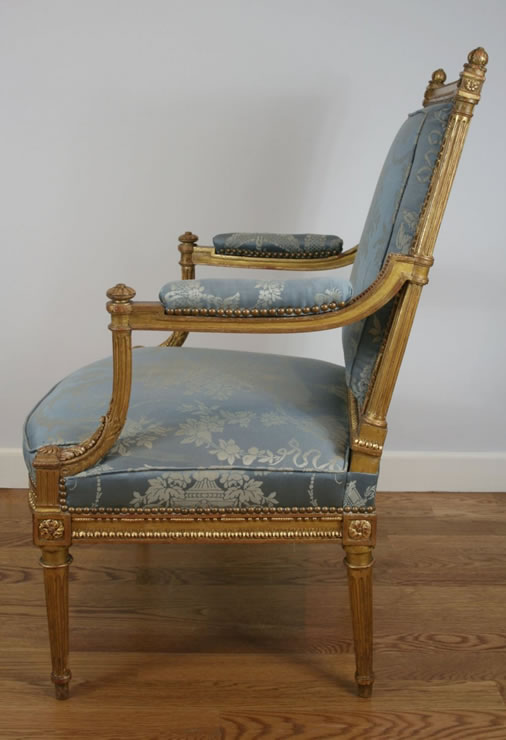 Pair gilded fauteuils attributed to Gaillard