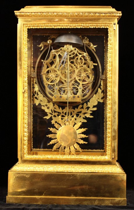 Louis XVI skeletonized pendule-cage in ormoulu case by Thomire
