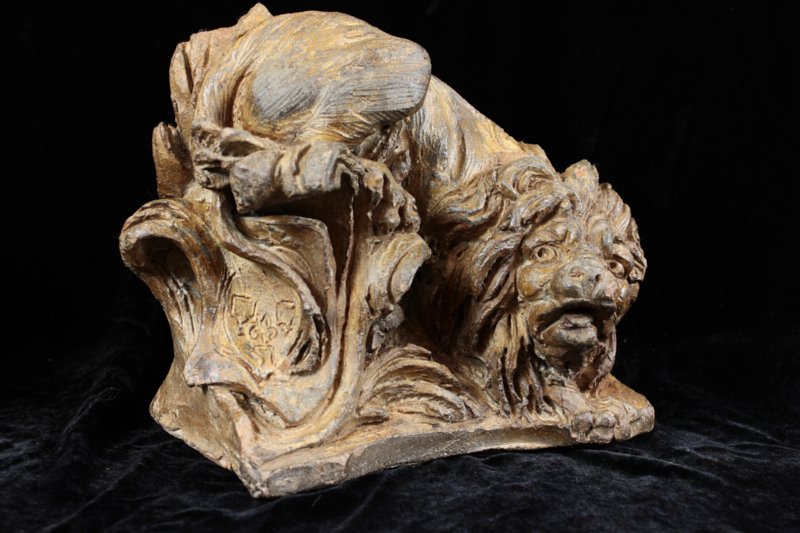 Pair Terracotta sentinal lions