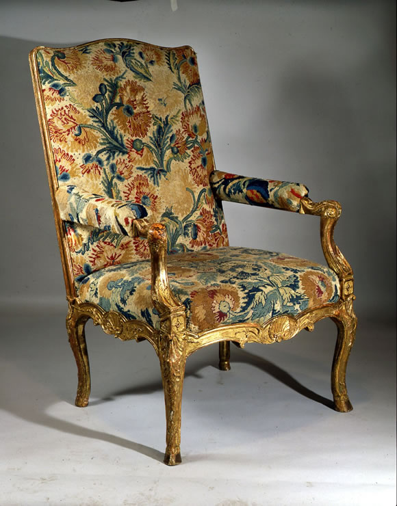  Rgence  chassis armchair with original gilding upholstered in needlepoint