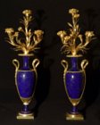 Pair of neoclassical ormoulu and Sèvres porcelain candelabra. 