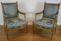 Pair gilded fauteuils attributed to Gaillard