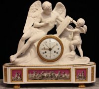 Angouleme biscuit clock with movement by Schmit dial by Coteau